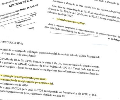 Documentação do processo de alteração cadastral IPTU aprovado pela Prefeitura do Rio