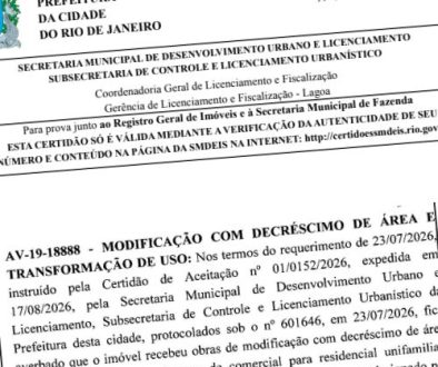 Matrícula atualizada do RGI após averbação registro imóveis com transformação de uso aprovada